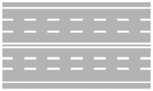Strada a tre corsie per ogni senso di marcia e i Quiz patente B