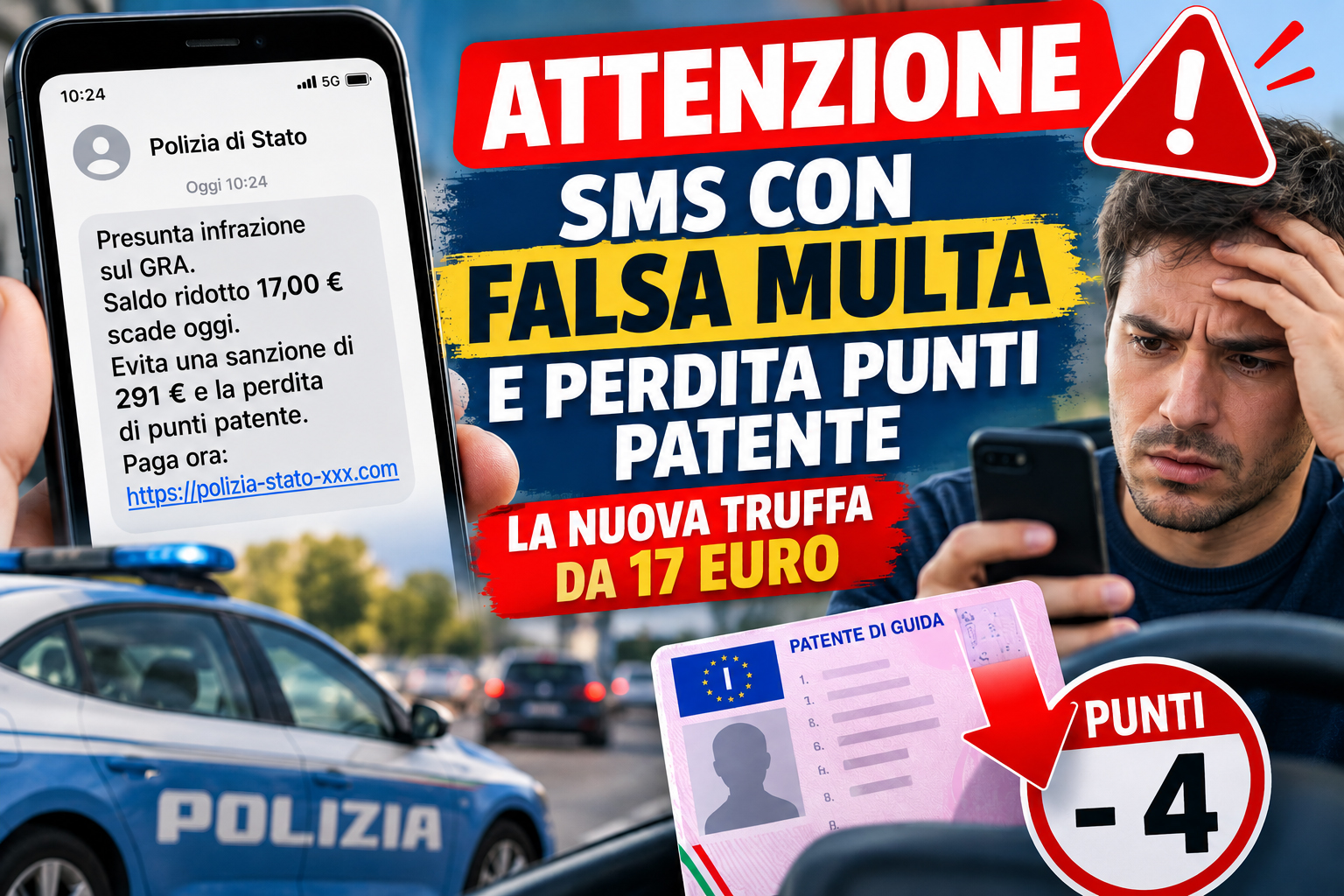 SMS falsa multa patente e truffe online da evitare SMS falsa multa patente e truffe online da evitare