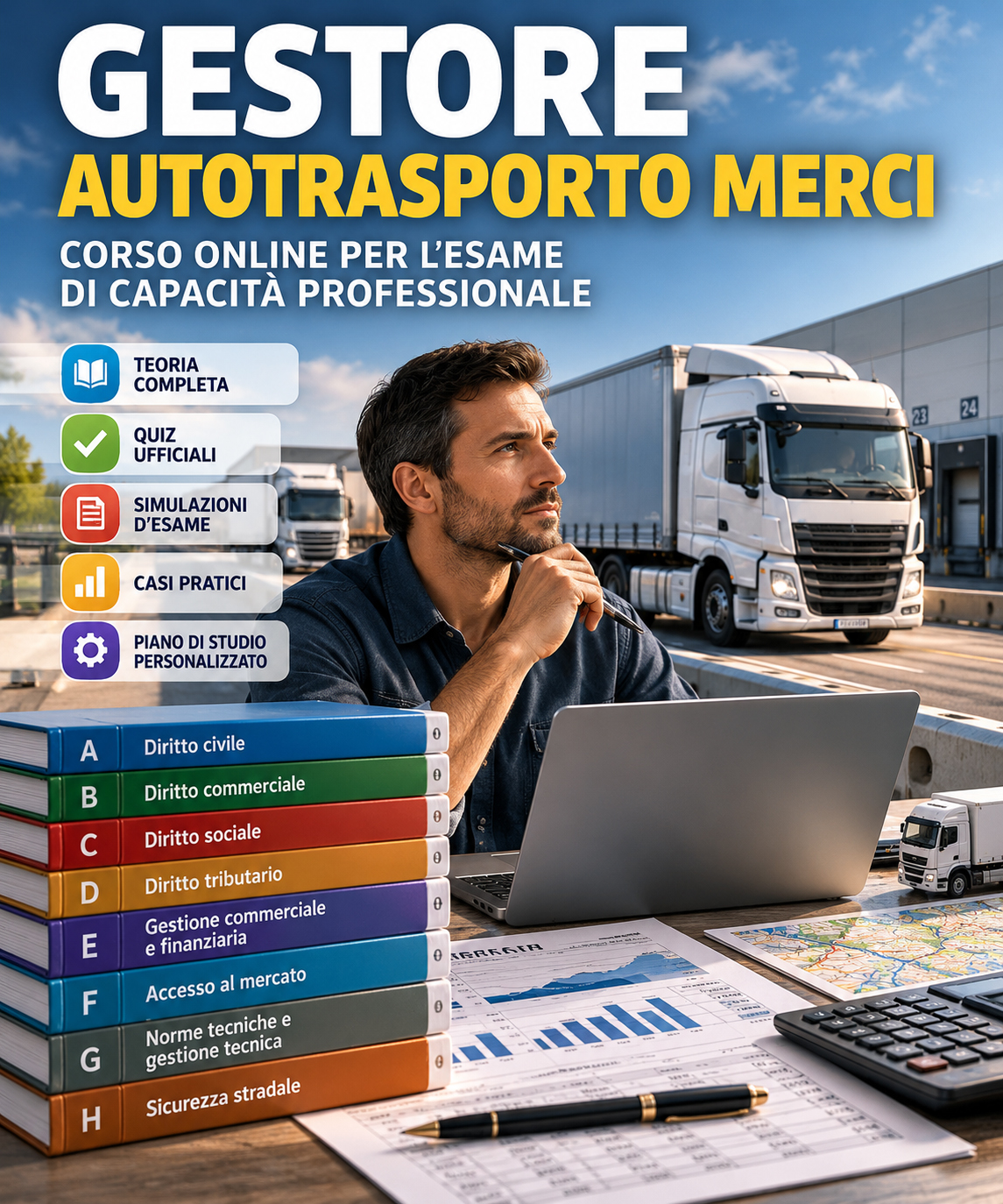 Gestore Autotrasporto Merci | Corso online con teoria, quiz e simulazioni